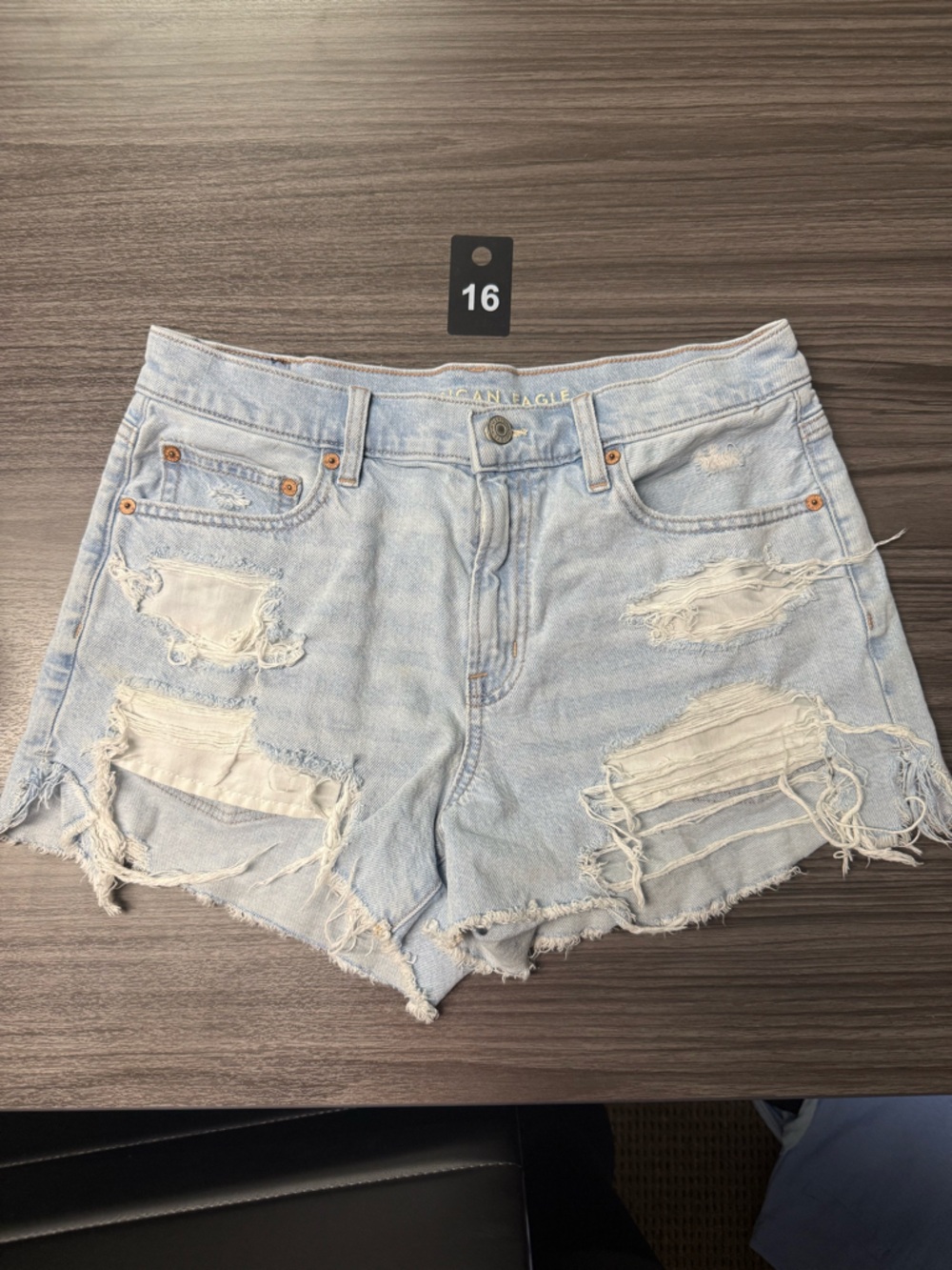 American Eagle Outfitters Light Blue Distressed Jean Shorts